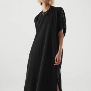 COS SILK PANEL T-SHIRT DRESS BLACK